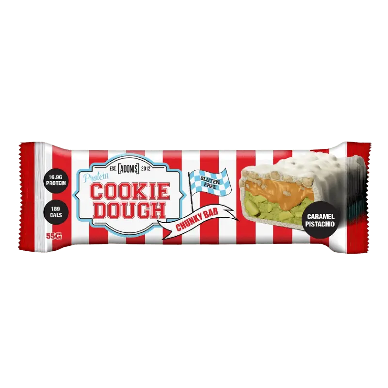 Adonis_Caramel_Pistachio_bar.png.webp Adonis Protein Cookie Dough Bar – High Protein Snack For Muscle Recovery, Sustained Energy And Guilt-Free | - Image 1