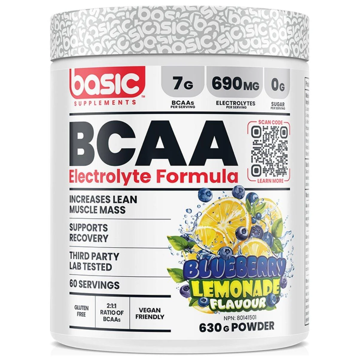 Basic_BCAA_60_serve_Blueberry_Lemonade Basic BCAA 60 Servings - Image 1